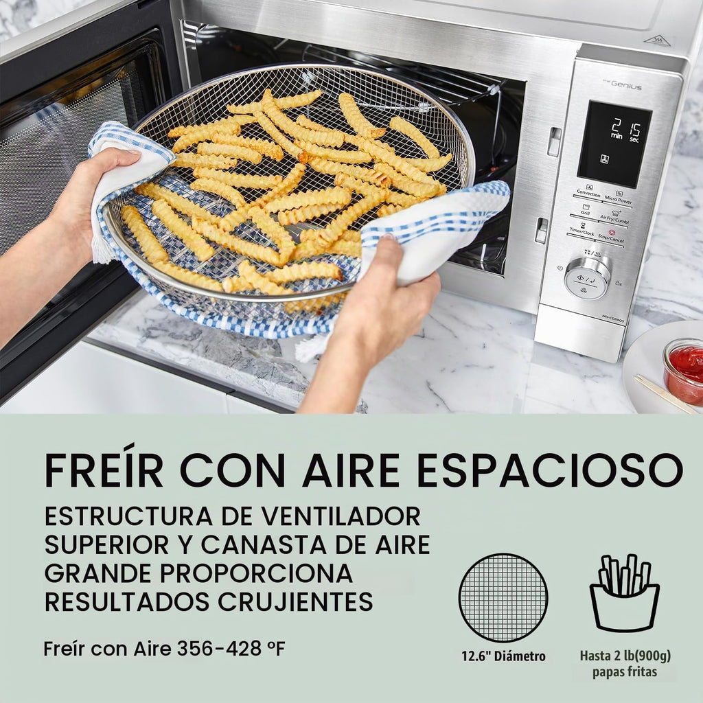 Panasonic HomeChef - Combo de freidora de aire para microondas 4 en 1, ahorro de tiempo, 20 presets + recetas vinculadas a la aplicación, inversor de 1000 W, 1.2 pies cúbicos
