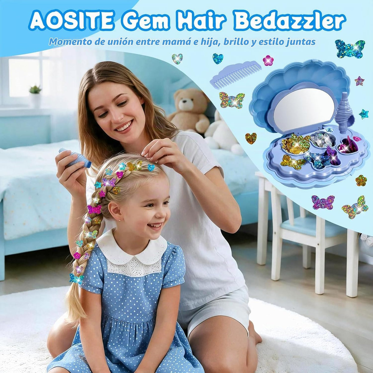 AOSITE Kit de sellado de gemas para el cabello para niñas de 3 a 12 años