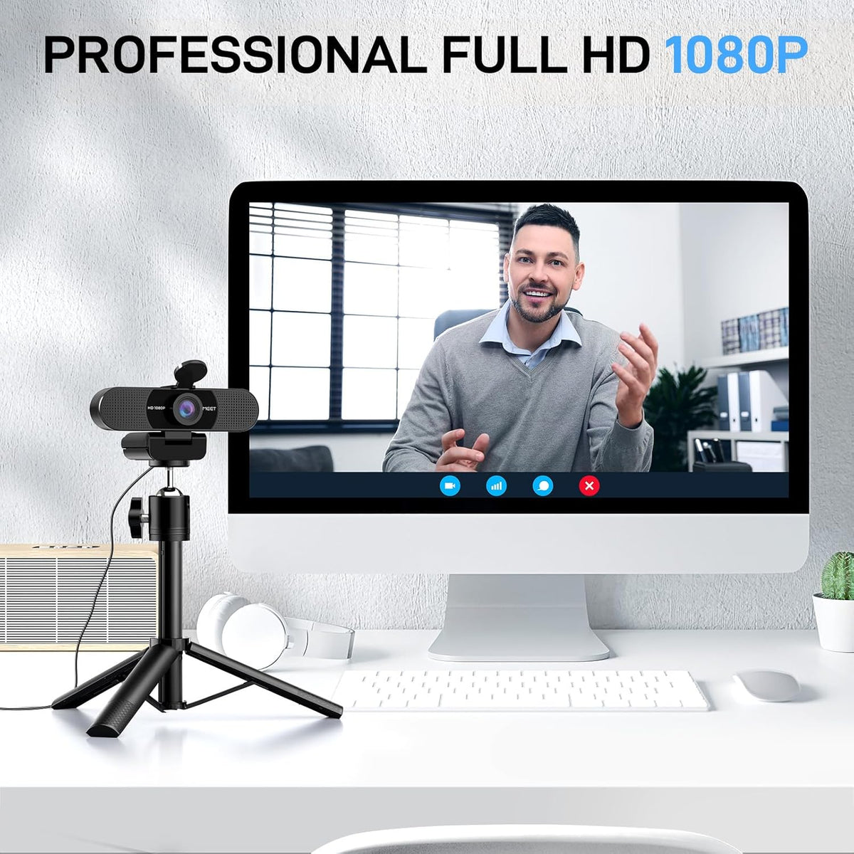 Cámara web EMEET C960 con trípode, cámara web 1080P con micrófono,...