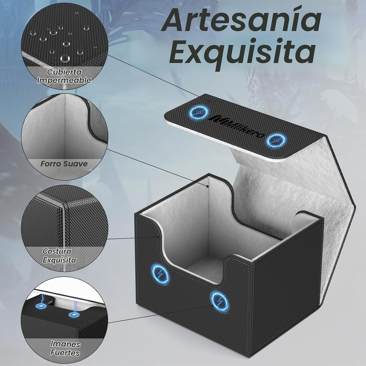 Mlikero Paquete de 4 cajas de cartas Commander con capacidad para más de 400 tarjetas de doble manga con 4 divisores, caja de tarjetas de cuero con cierre magnético para MTG, TCG (4 colores)