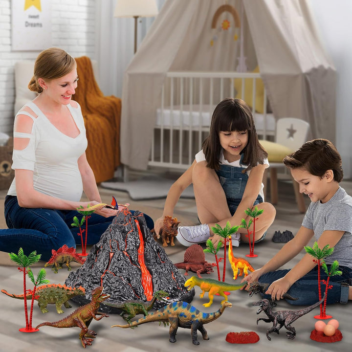 TOYSXYIN Juego de volcán grande con 9 figuras de acción de dinosaur...