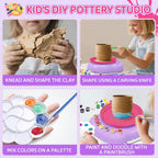 Rueda de cerámica para niños, kit completo con arcilla seca al aire