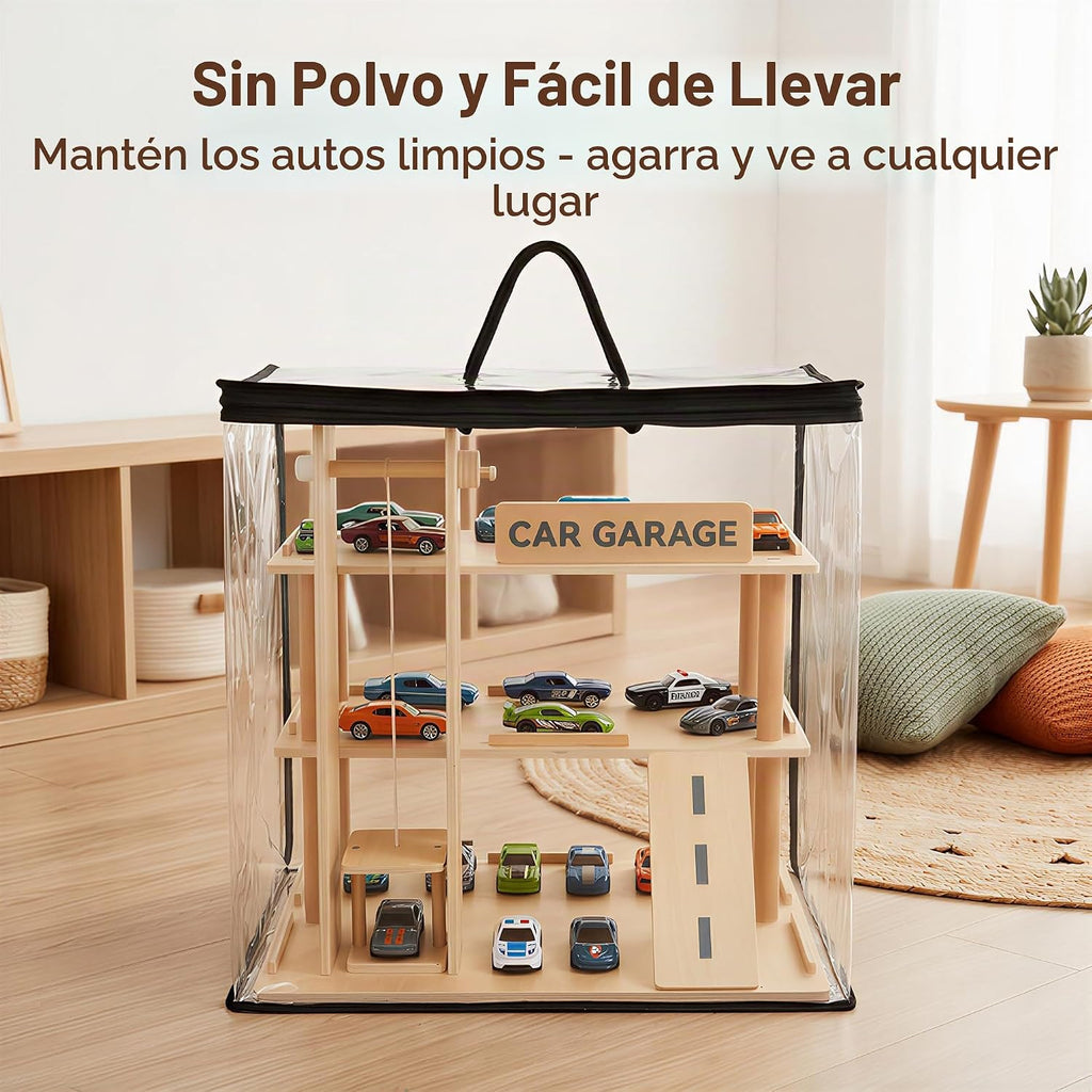 Vitrina de madera, estante de coche de juguete fundido a presión a
