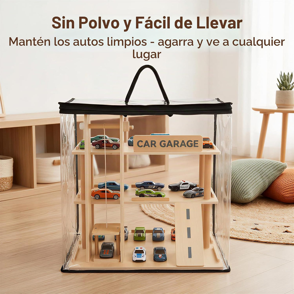 Vitrina de madera, estante de coche de juguete fundido a presión a