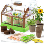 Kit de cultivo de plantas para niños, kit de cultivo de invernadero y flores para niños con riego mejorado y luz de crecimiento, jardinería perfecta para niños (verde solar)