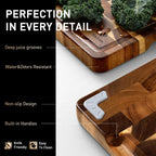 Tabla de cortar de madera de acacia con base antideslizante para cocina