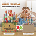 36 piezas de bloques apilables de madera – Juguetes Montessori para niños de 1 2 3 4 5 6 años, rocas XL, sin riesgo de asfixia – Piedras de construcción STEM sensoriales, para niñas y niños