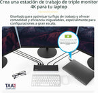 StarTech Dock DisplayLink USB-C triple 4K, HDMI DP, MacBook y Windows, 60 W