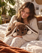 Brease Animal de peluche de conejo marrón con peso de 5 libras sin perfume, grande, bonito conejo de peluche para abrazo suave y momentos tranquilos, compañero suave para niños y adultos, peluche