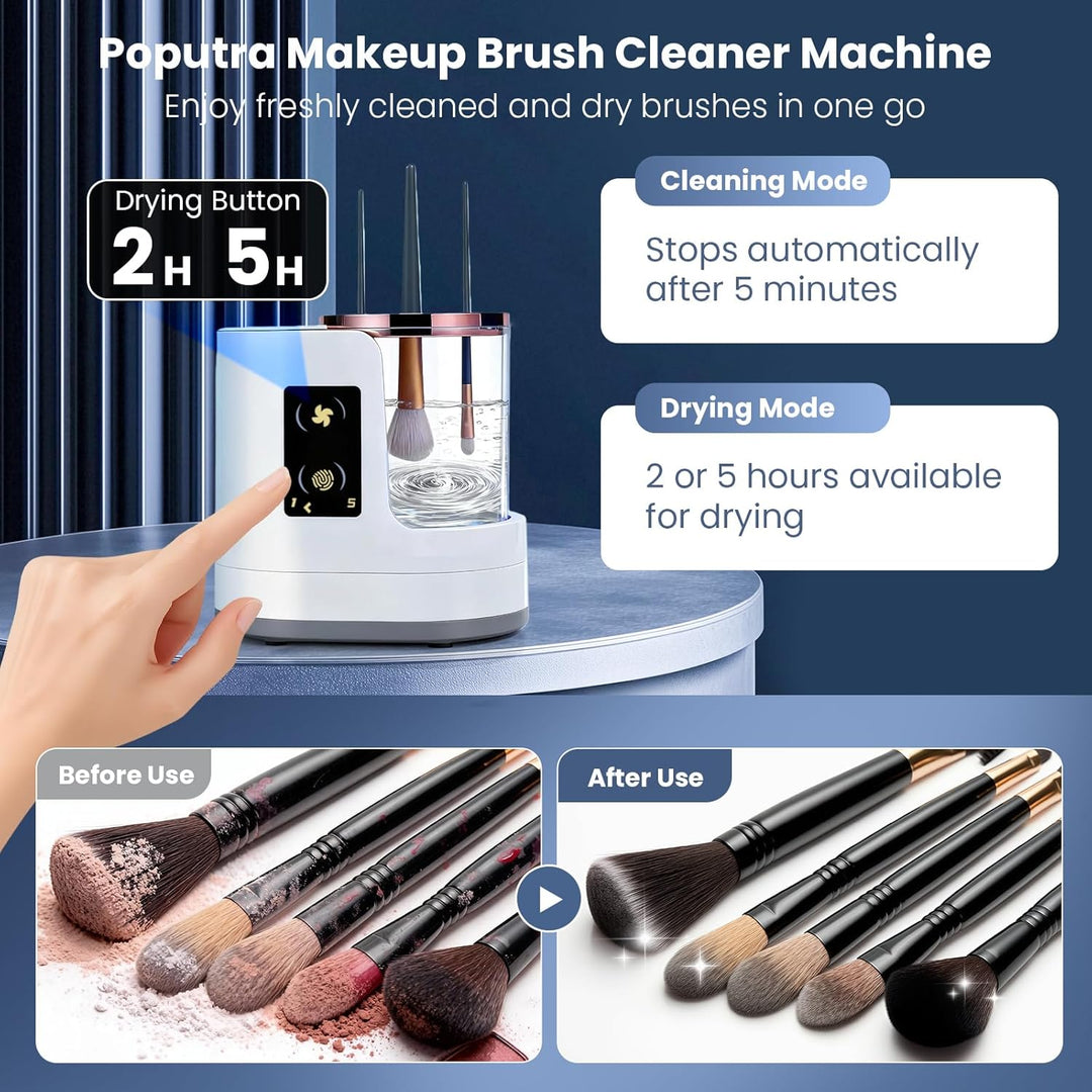Máquina limpiadora de brochas de maquillaje eléctrica 3 en 1 con fu...