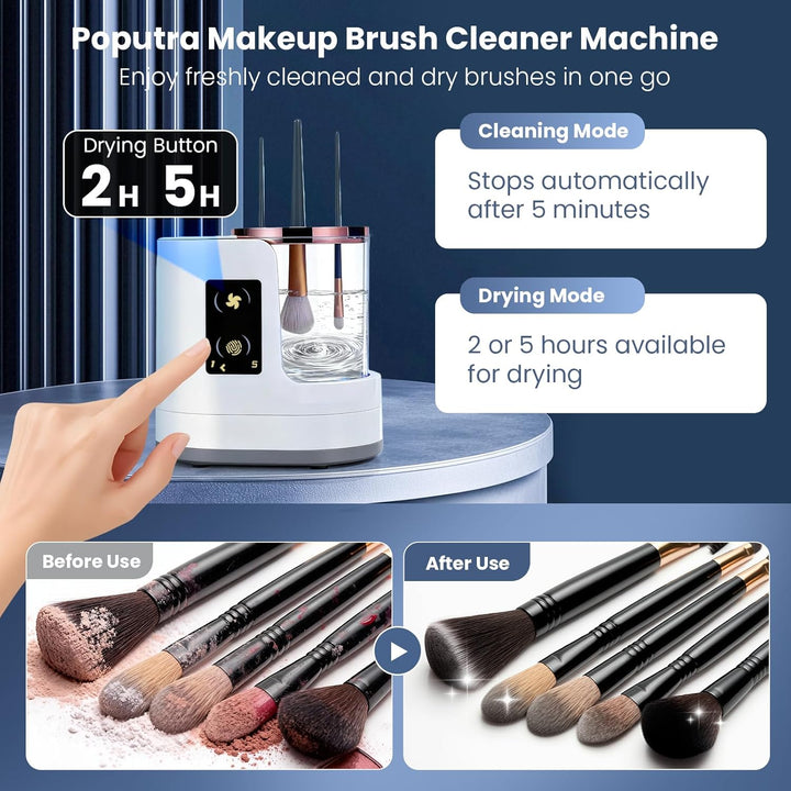 Máquina limpiadora de brochas de maquillaje eléctrica 3 en 1 con fu...