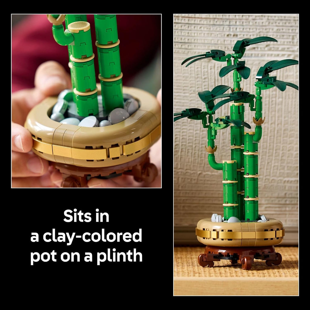 LEGO Botanicals - Juego de construcción de bambú de la suerte, planta artificial para decoración del hogar, adultos a partir de 18 años, regalo para cumpleaños para él, decoración de plantas falsas para mesa, escritorio, oficina, 10344