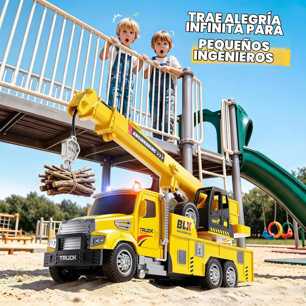 Paquete de 4 camiones de construcción de gran tamaño para niños de