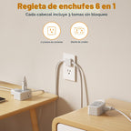 TESSAN Regleta de alimentación de enchufe plano de doble extremo, cable de