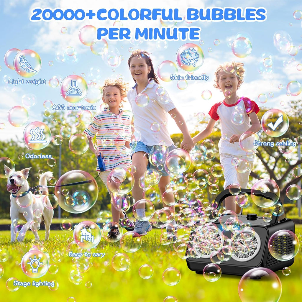 SHCKE Automatic Bubble Machine con 2 Fans,20000+ Bubbles/Min