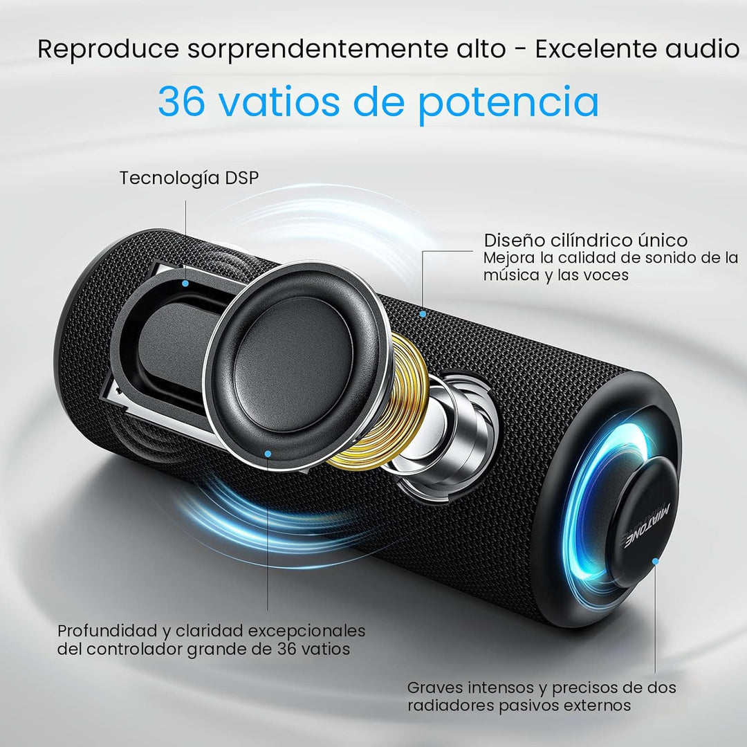 MIATONE Altavoces Bluetooth 36W TWS Altavoz portátil con sonido est...
