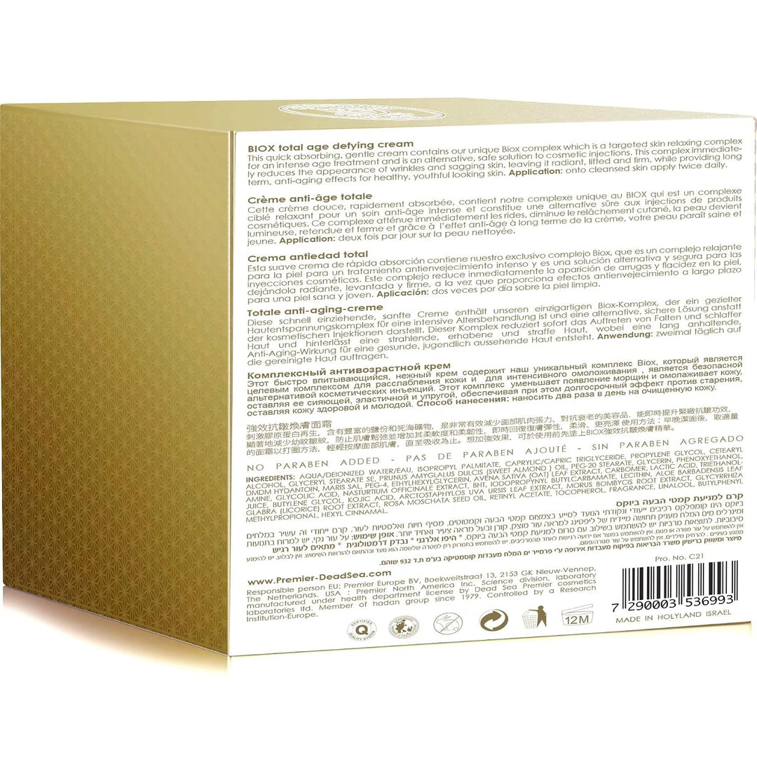 Premier Dead Sea BIOX - Crema antiedad que desafía la edad, hidrata...