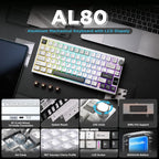 YUNZII AL80 75% Teclado mecánico inalámbrico de aluminio (Silver, Cocoa Cream)