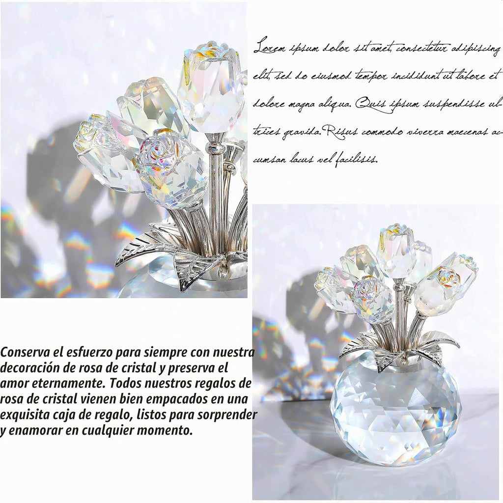 Crystal AB-Color Rose Bouquet Flor, Figura de flor de cristal