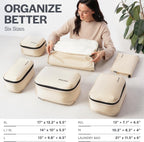 Cubos de embalaje de compresión ultraligeros, organizadores de viaje ligeros para maletas y equipaje, Beige, Paquete de 6