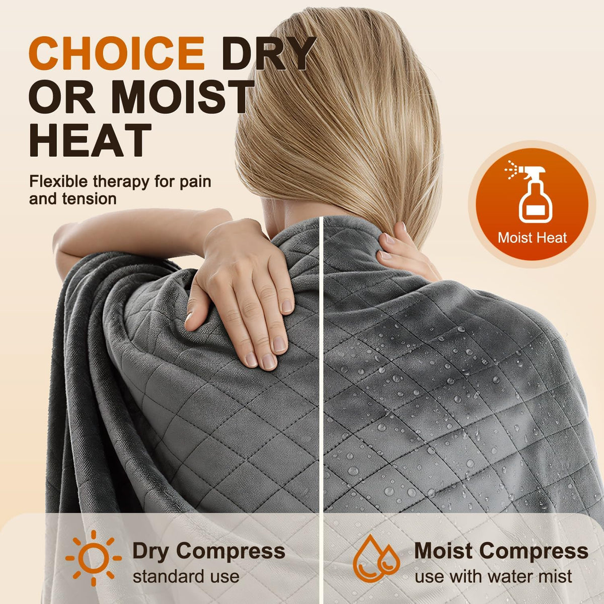 Almohadilla térmica eléctrica para espalda, cuello y hombros, 35 x 20