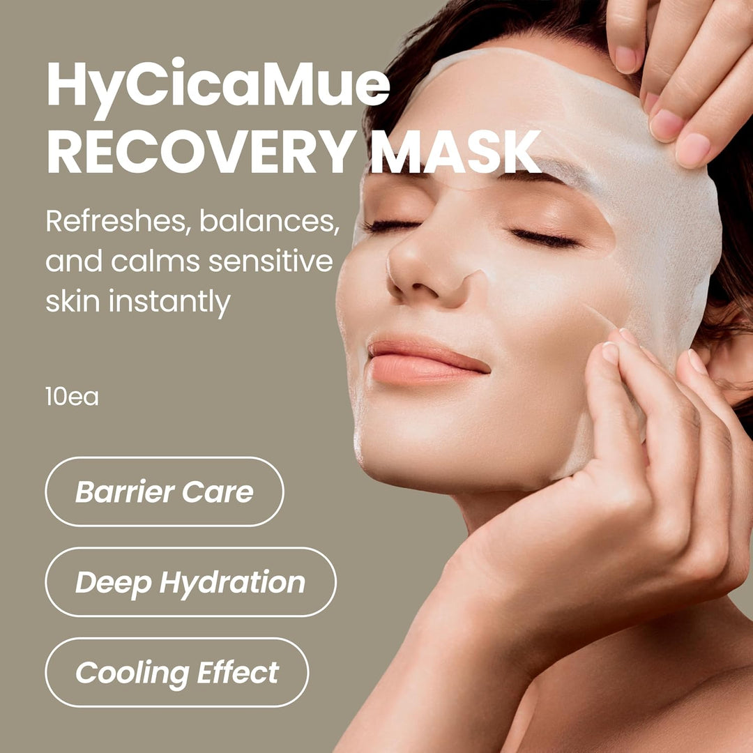 elravie HyCicaMue - Máscara de recuperación (10ea), máscara de hoja...