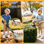 Juego de herramientas 3 en 1 para niños con Weed Wacker para niños, soplador de hojas para niños, juguete de cortacésped