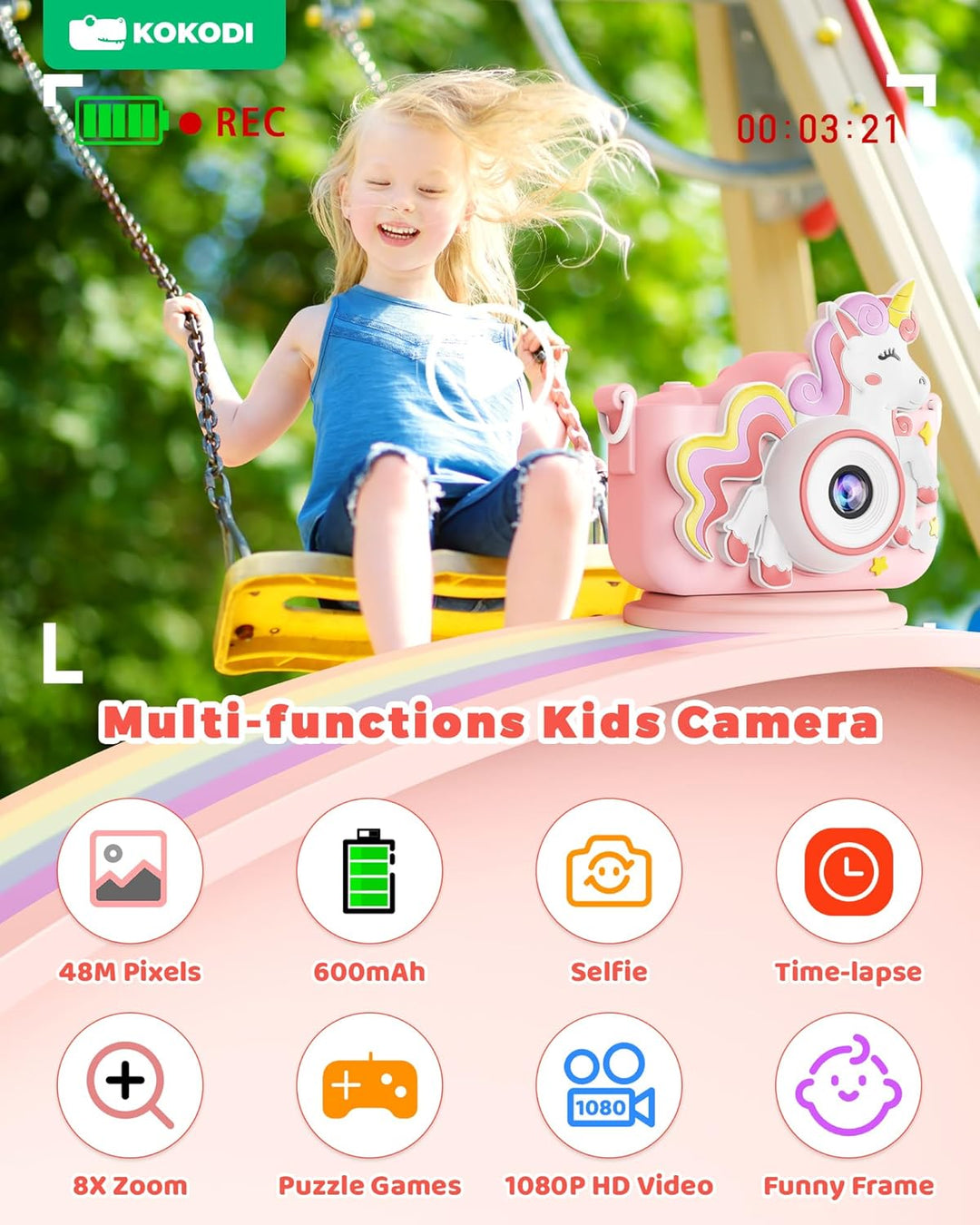 KOKODI Cámara de Juguete para Niños Cámara Digital para Niños, Rega...