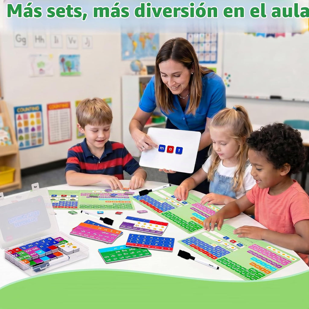 JoyCat 3 juegos de azulejos magnéticos de letras, carpeta de construcción