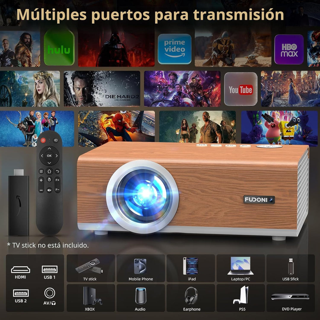 [Enfoque Eléctrico \/ Alto Brillo] Proyector con WiFi y Bluetooth,...