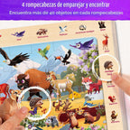 SYNARRY Rompecabezas de madera de animales del océano de granja de dinosaurios para niños de 4 a 6 años, 4 x 60 piezas, rompecabezas para combinar y encontrar para niños de 3 a 5 años, rompecabezas