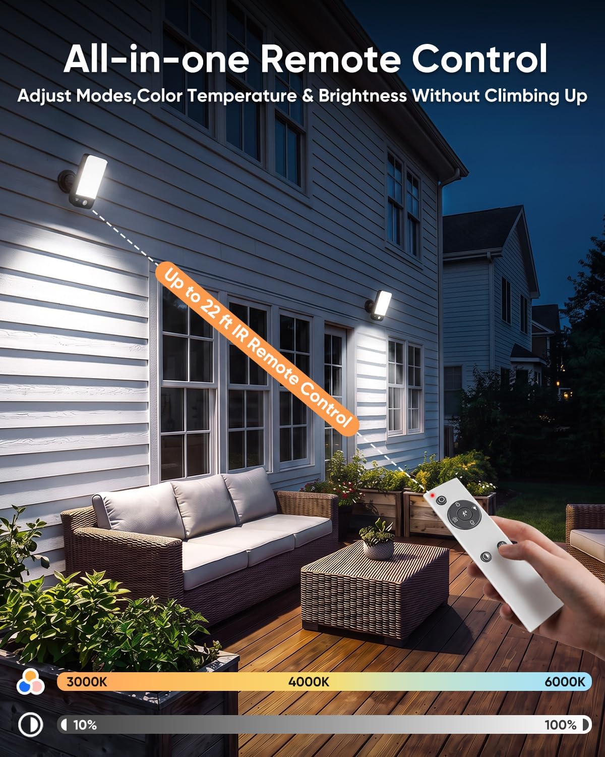 Luces de pared al aire libre con pilas recargables, sensor de movimiento