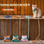Arnés y correa para gato, a prueba de escape, suave correa ajustable para gato, transpirable, cómodo, fácil de usar, correa fácil de llevar, correa de paseo para gatos pequeños y medianos gatitos para