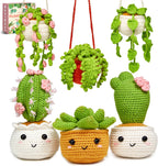 MAGIMUSE Kit de ganchillo para principiantes, kits de inicio de ganchillo para adultos, kits de ganchillo para tejer manualidades Amigurumi con tutoriales en video paso a paso, paquete de 6 plantas