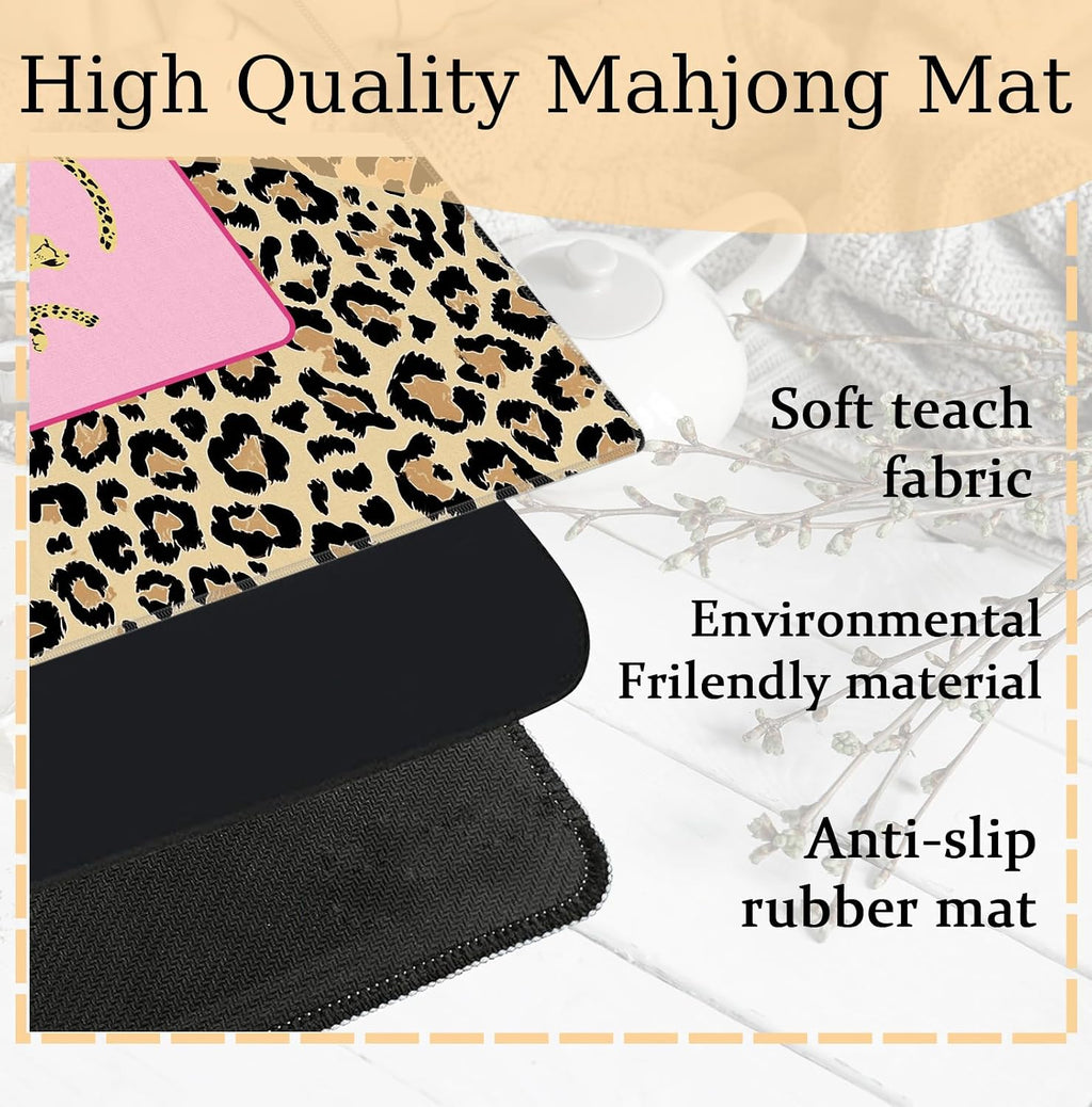 Alfombra Mahjong de neopreno con estampado de leopardo 31.5 x 31.5