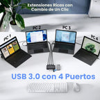 Cable Matters Conmutador USB 3.0 de 4 puertos para 4 computadoras, soporte