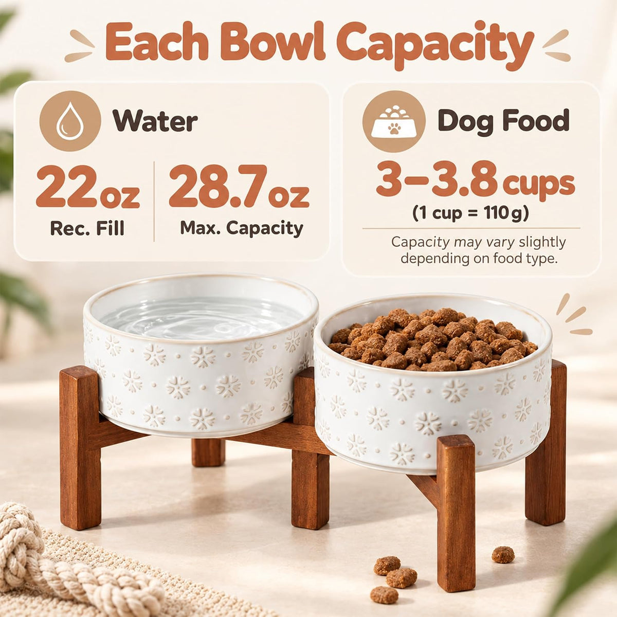 Cuencos elevados para perros, cuenco elevado de cerámica para