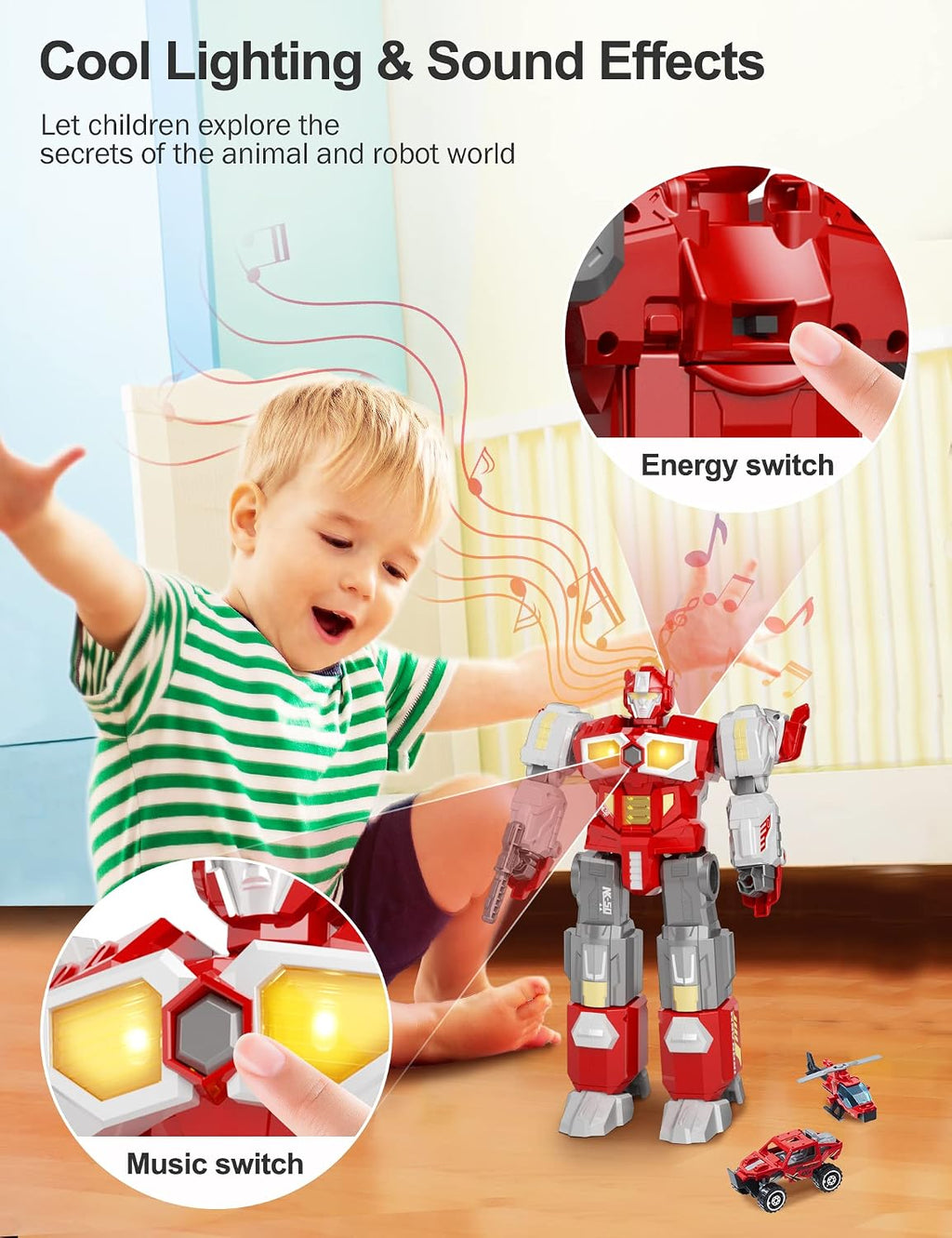 MIEBELY 3 en 1 Robot Dino Magnético que se Transforma Construcción para Niños