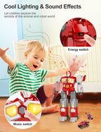 MIEBELY 3 en 1 Robot Dino Magnético que se Transforma Construcción para Niños