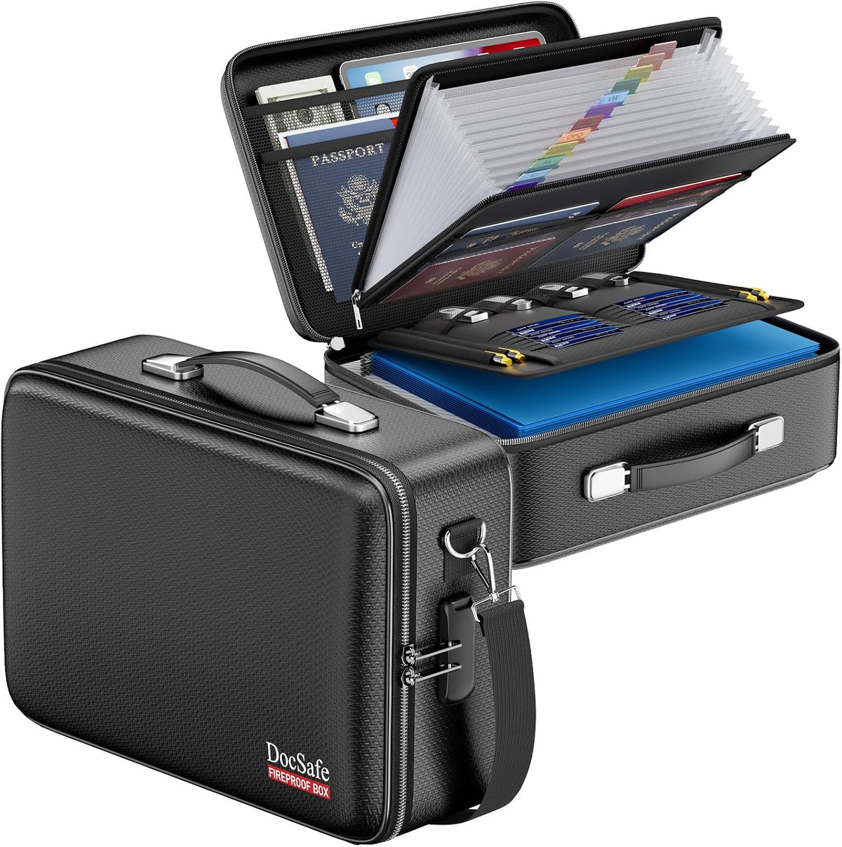 DocSafe Caja de documentos ignífuga Estuche rígido con cerradura y carpeta
