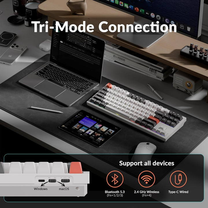 Keychron Teclado mecánico ultra inalámbrico Q3 con frecuencia de so...