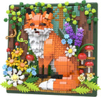 Fox Animal - Juego de minibloques de construcción 3D para adultos, juego de construcción de bosque de micro ladrillos, decoración de pared para el hogar o exhibición de escritorio