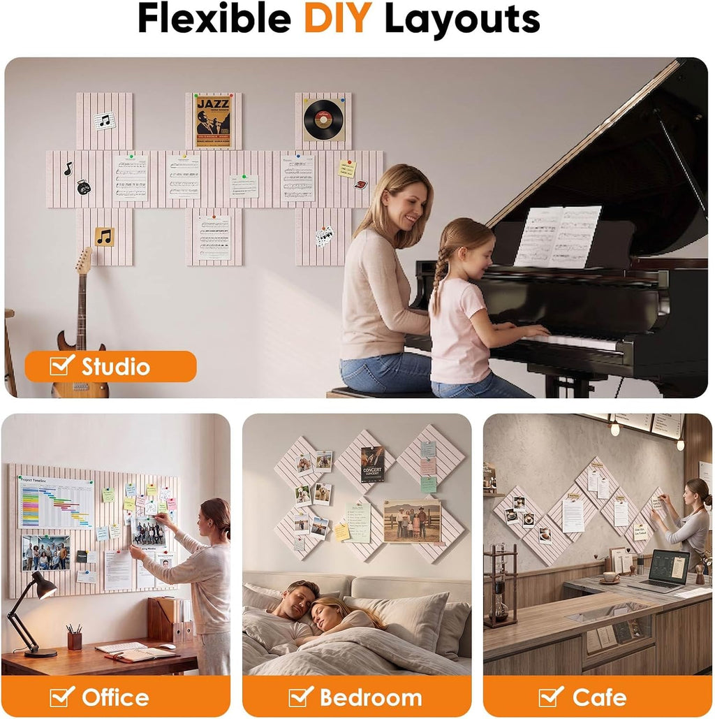 Tablón de anuncios de fieltro grande de 48 x 36 pulgadas, paquete de