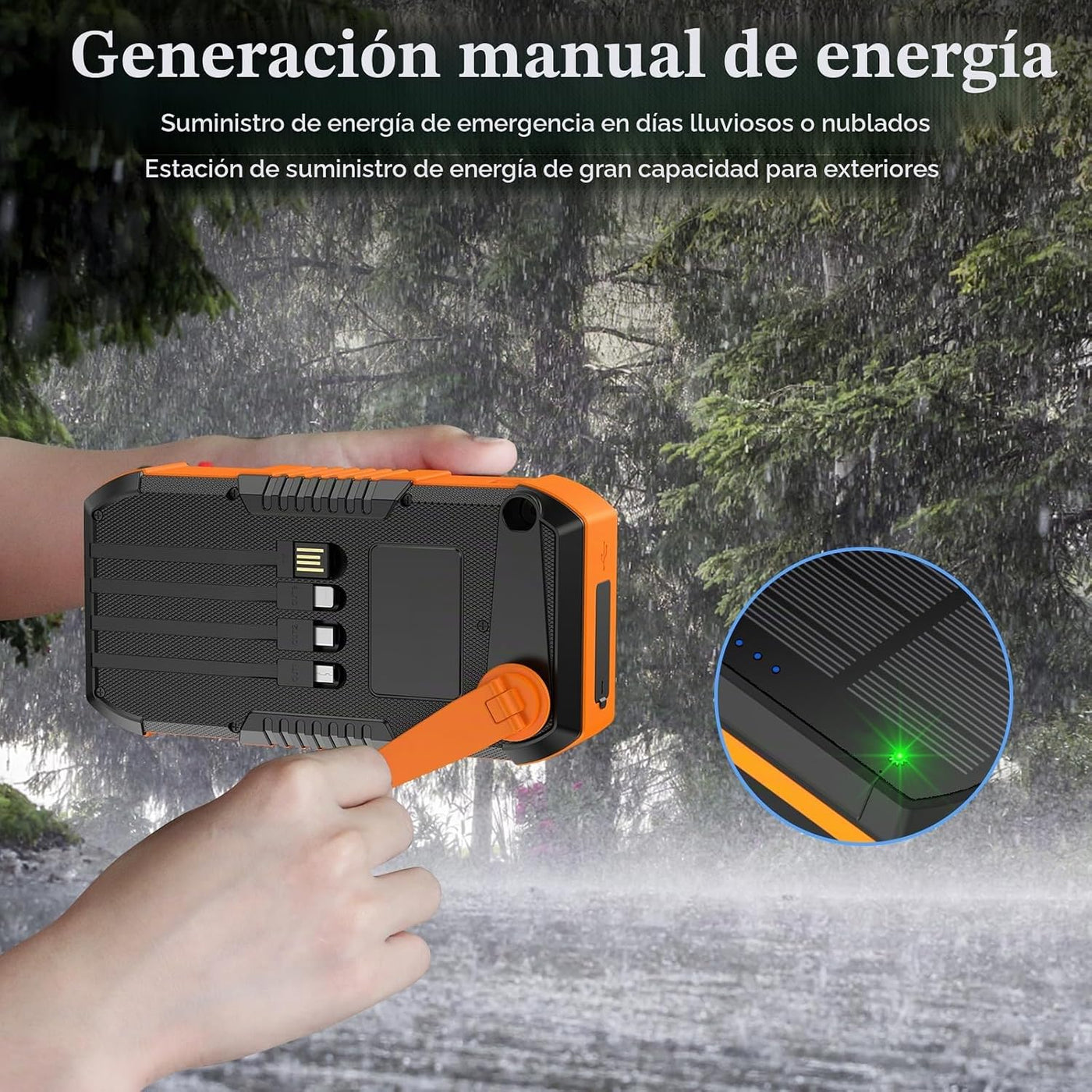 kigoker Hand CrankPower Bank 66800mAh y 4 cables 22.5W carga rápida...