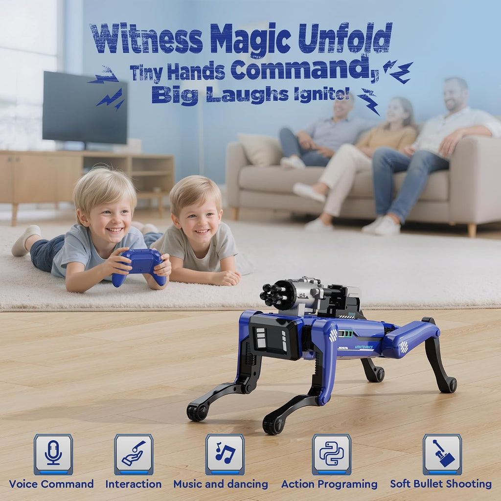 Robot Dog - Juguetes STEM Interactivos con Voz y Control Remoto, 30+ Acciones Realistas, Juego Programable, Alcance de 25m, Durable y Seguro - Mejor Regalo para Niños de 6+