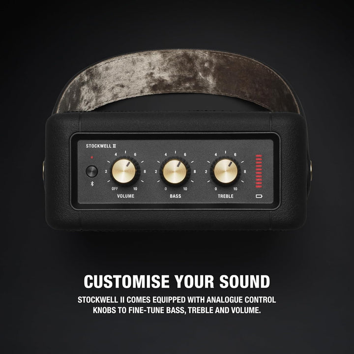 Marshall Stockwell II - Altavoz Bluetooth portátil, negro y latón