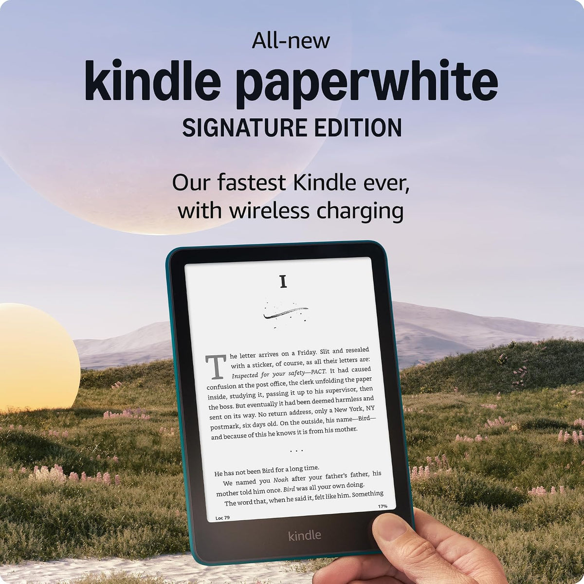 Paquete Amazon Kindle Paperwhite: Incluye Amazon Kindle Paperwhite Signature Edition 32 GB | Jade, Funda de piel vegetal y estación de carga inalámbrica