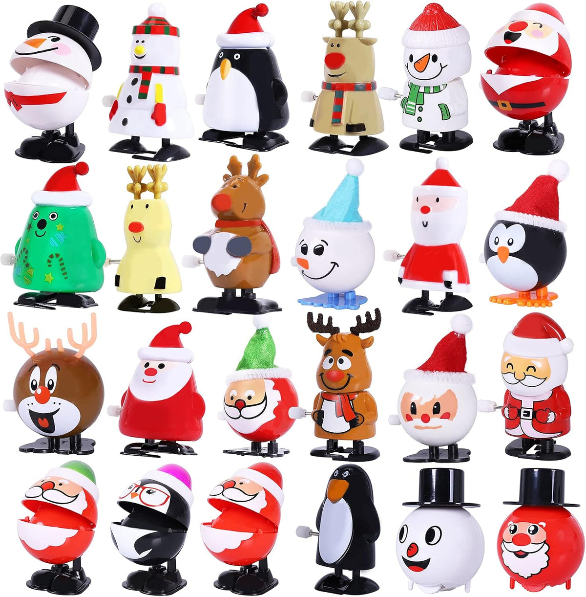Paquete de 24 juguetes de Navidad con resorte para calcetines, relleno de calcetines para regalos de fiesta de Navidad, relleno de bolsas de regalo (Navidad)