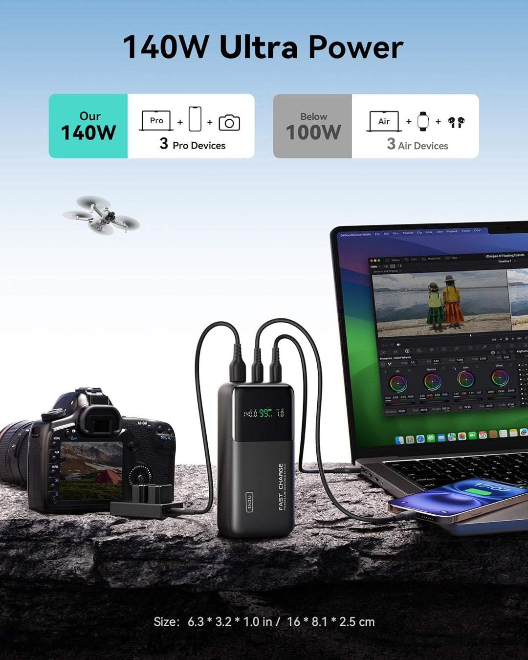 INIU 140W Power Bank, Cargador Portátil Compacto de 25000mAh de Alt...