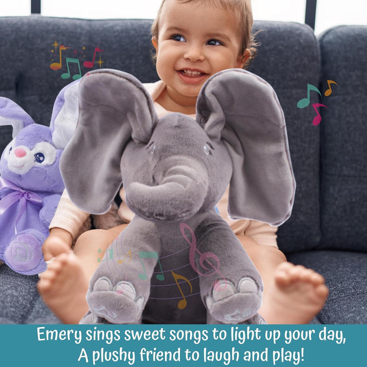 Dimple Emery Peek A Boo Elefante de juguete, peluche interactivo de...